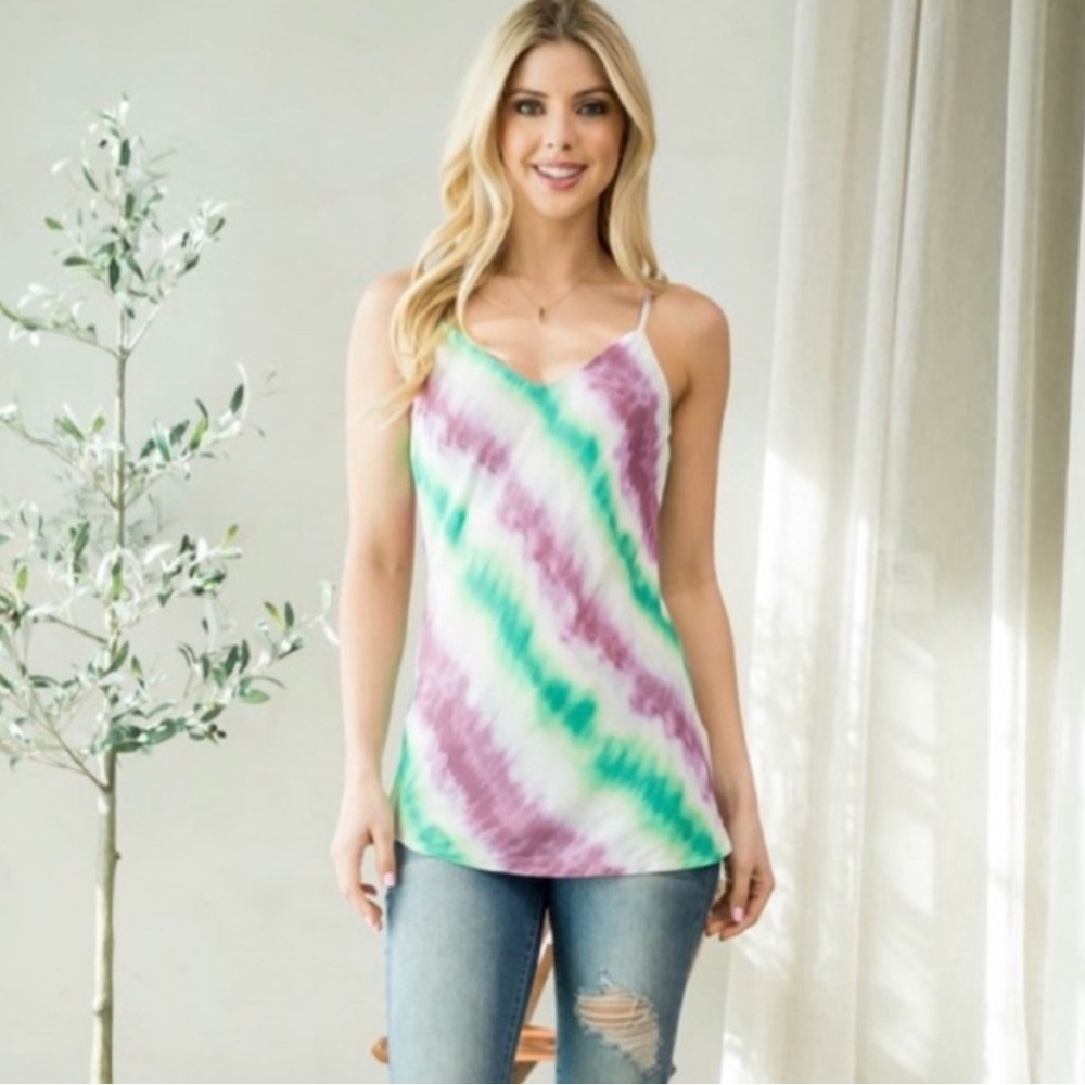 🔥5/$30🔥BLUE B WOMENS TIE DYE CAMI/Tank Top